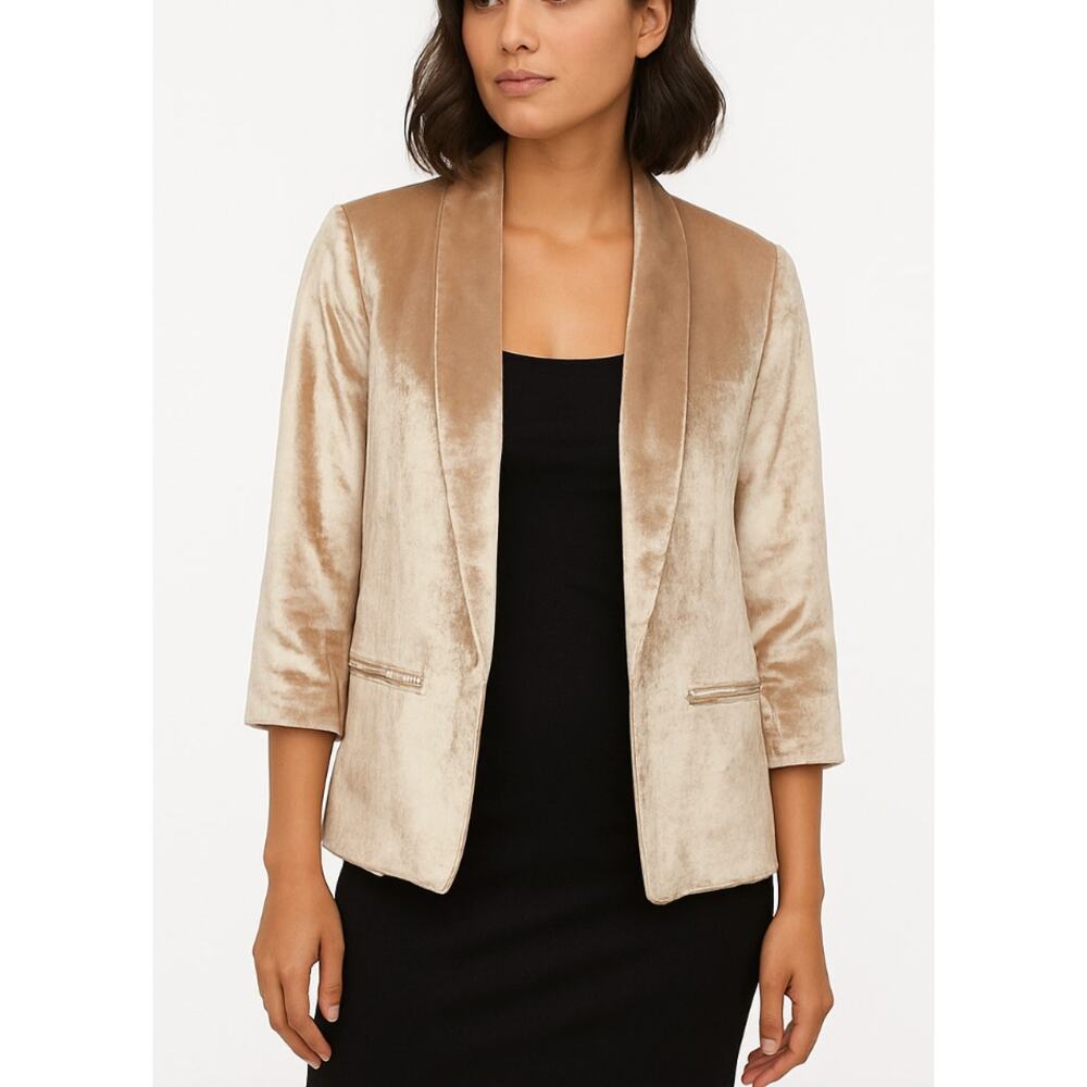 Habitual Velvet Blazer Jacket Tan Light Gold 8